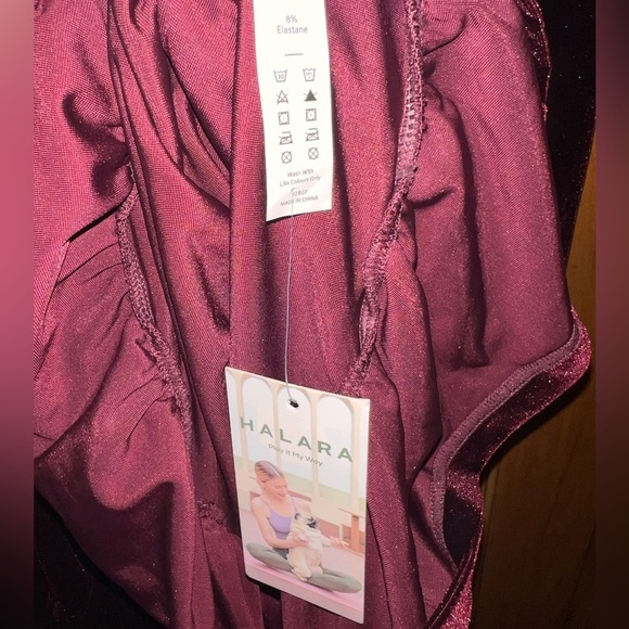 Halara Burgundy Velvet Long Sleeve Dress – Small - Picture 3 of 5